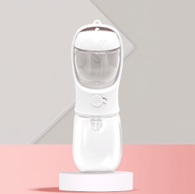 Portable Pet Water Bottle with Food Container - Leakproof Travel Water Dispenser & Collapsible Food Storage for Dogs, Cats, Outdoor Activities (Color: White, size: 350ml)
